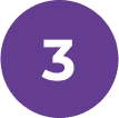 Circular roxo com número três